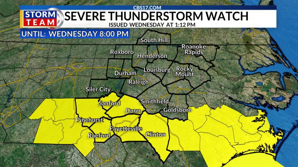 Severe Storms Possible Across Much Of North Carolina's Sandhills Region