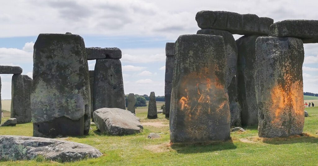 Climate Protester Arrested After Spraying Stonehenge With Orange Paint
