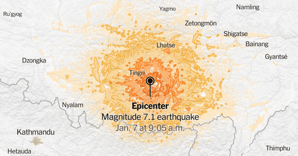 Magnitude 7.1 Earthquake Hits China Tibet Region Near Nepal Border