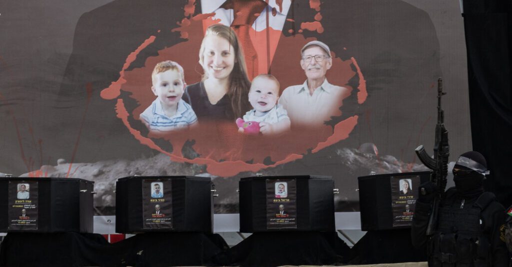 Hamas returns to Israel and hands out the bodies of four hostages. Hamas Returns To Israel And Hands Out The Bodies Of