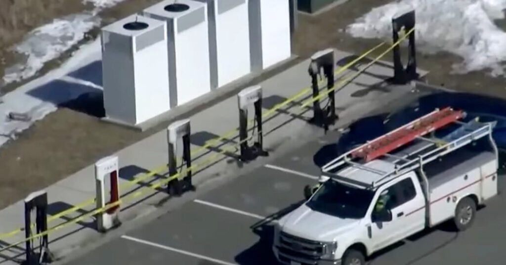 7 tesla charging station torched near boston