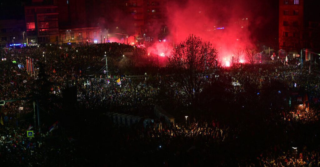 Protests against serbian leaders draw more than 100,000 people to