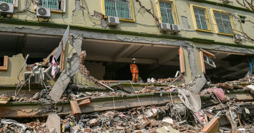 The myanmar earthquake occurred amid a search for survivors.