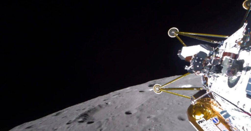The intuitive machine athena lander is on the moon, but