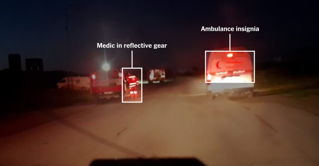 The video shows aid workers killed in gaza under a
